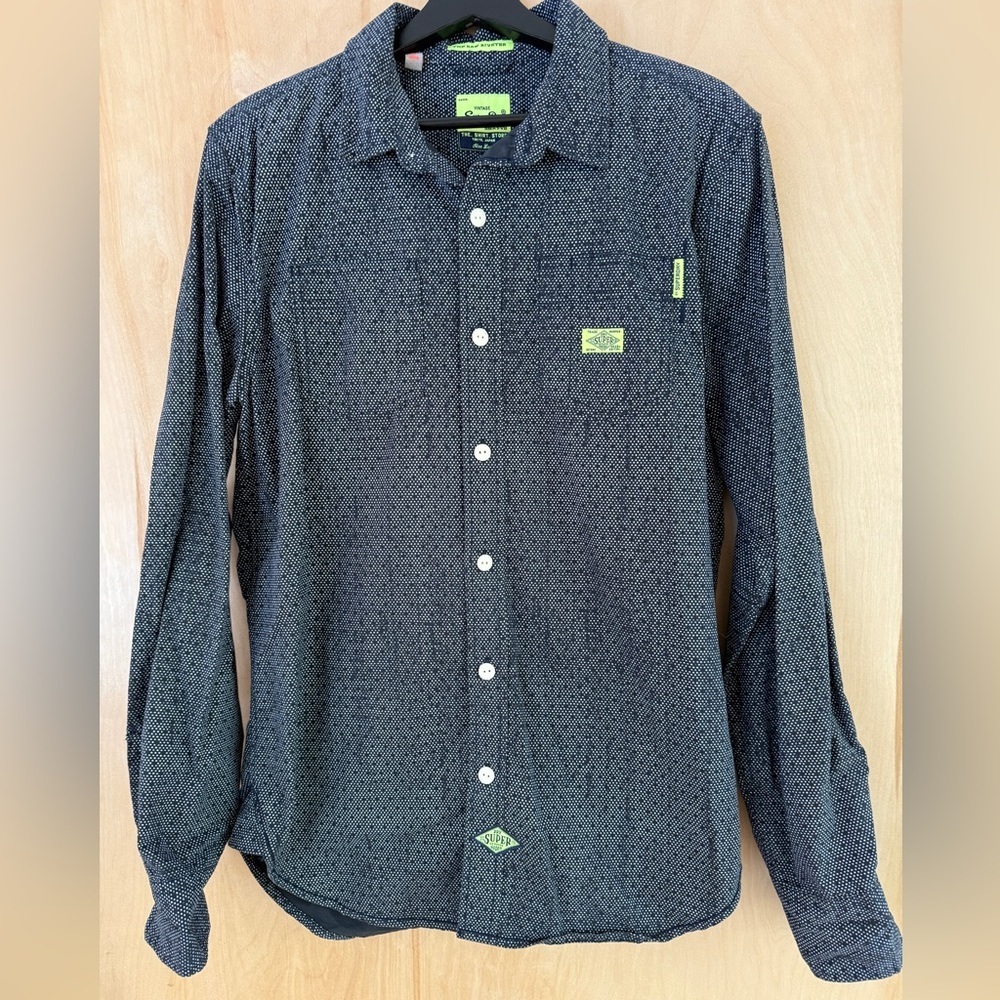 Superdry Men's Black and Green Patterned Shirt - Picture 2 of 12